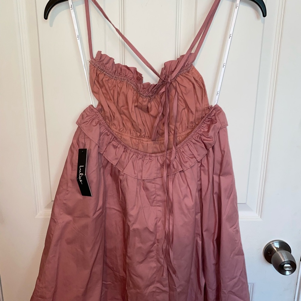 Lulus Block Party Mauve Pink Lace-Up Backless Ruffled Mini Dress - Picture 5 of 6